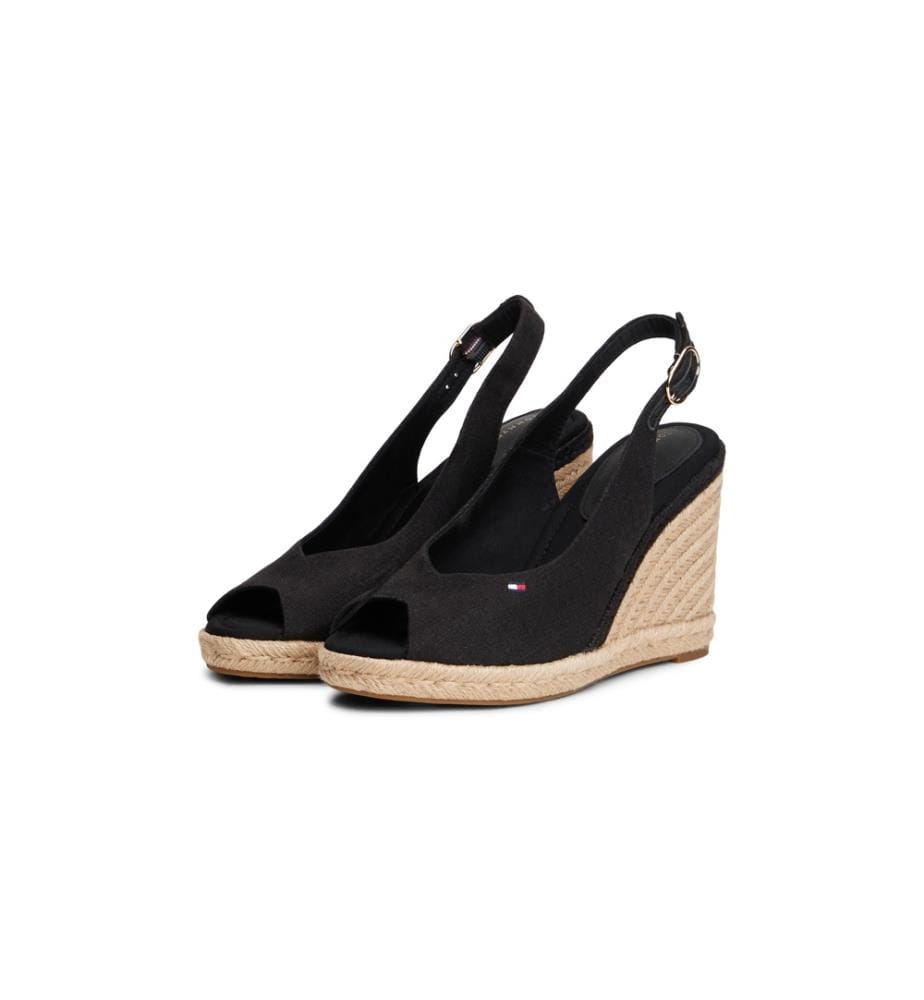 Espadrilles compensées en chanvre - Noir