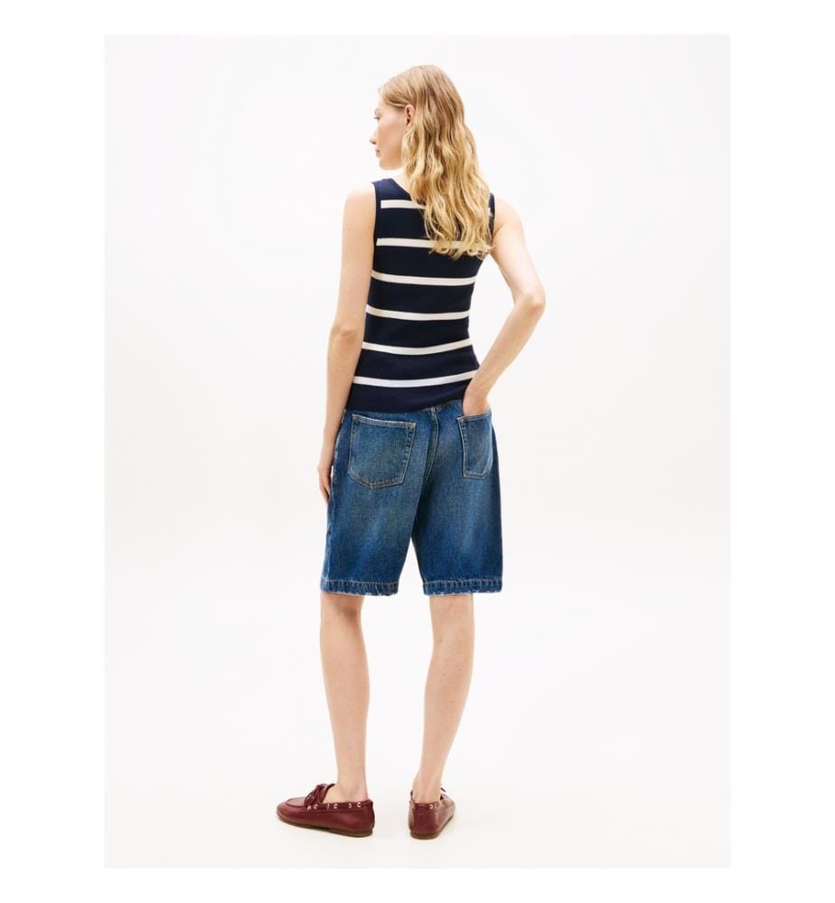 Slim e Mesh Tank Top - Marine und Weiss
