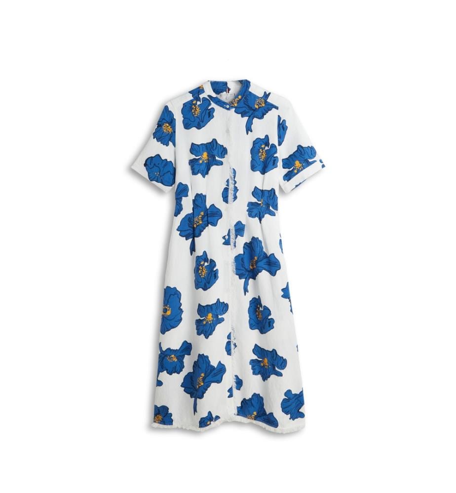 Ausgestelltes Kleid - Weiss/Blau