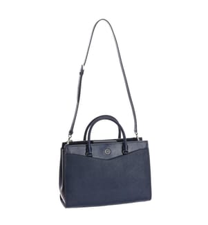 Schultertasche aus Leder - Marineblau