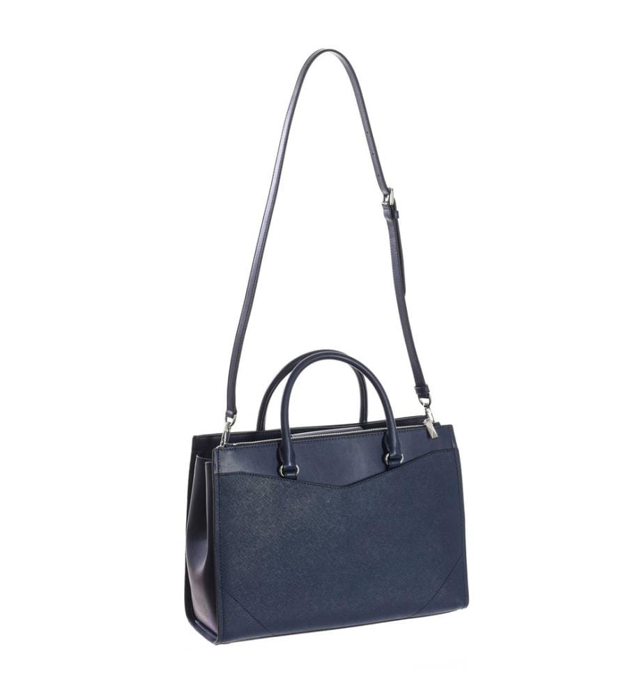 Schultertasche aus Leder - Marineblau