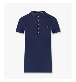 Poloshirt aus Baumwollmischung mit gesticktem Logo - Blau