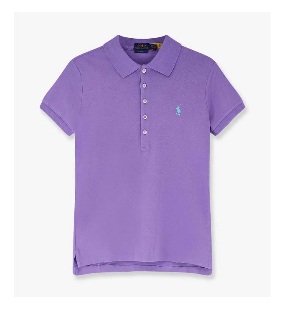 Polo in misto cotone con logo ricamato - Cactus Purple