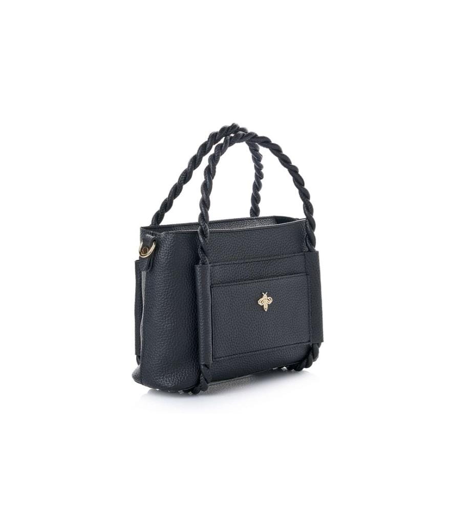 Schultertasche, 100 % Polyvinylleder, Schwarz
