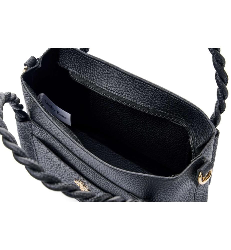 Schultertasche, 100 % Polyvinylleder, Schwarz