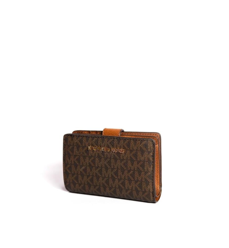 Jet Set Travel Medium Bi-Fold Zip Coin Wallet - Braun