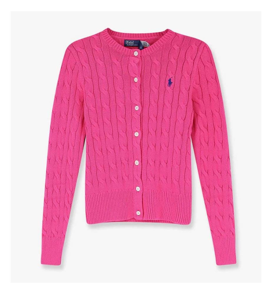 Baumwollstrickjacke mit kontrastierendem Logo - Rosa