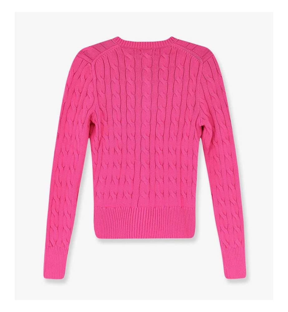 Baumwollstrickjacke mit kontrastierendem Logo - Rosa