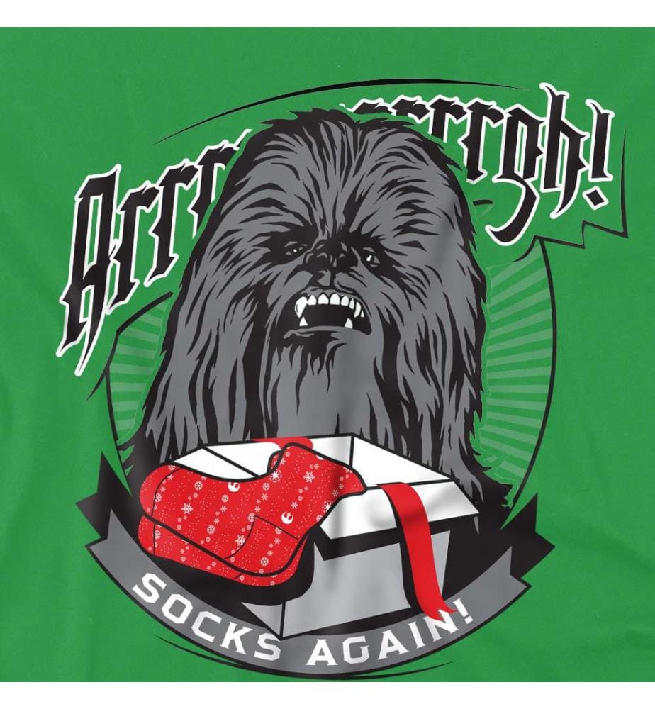 T-Shirt Star Wars Christmas Chewbacca Arrrrgh! Socks Again! - Vert