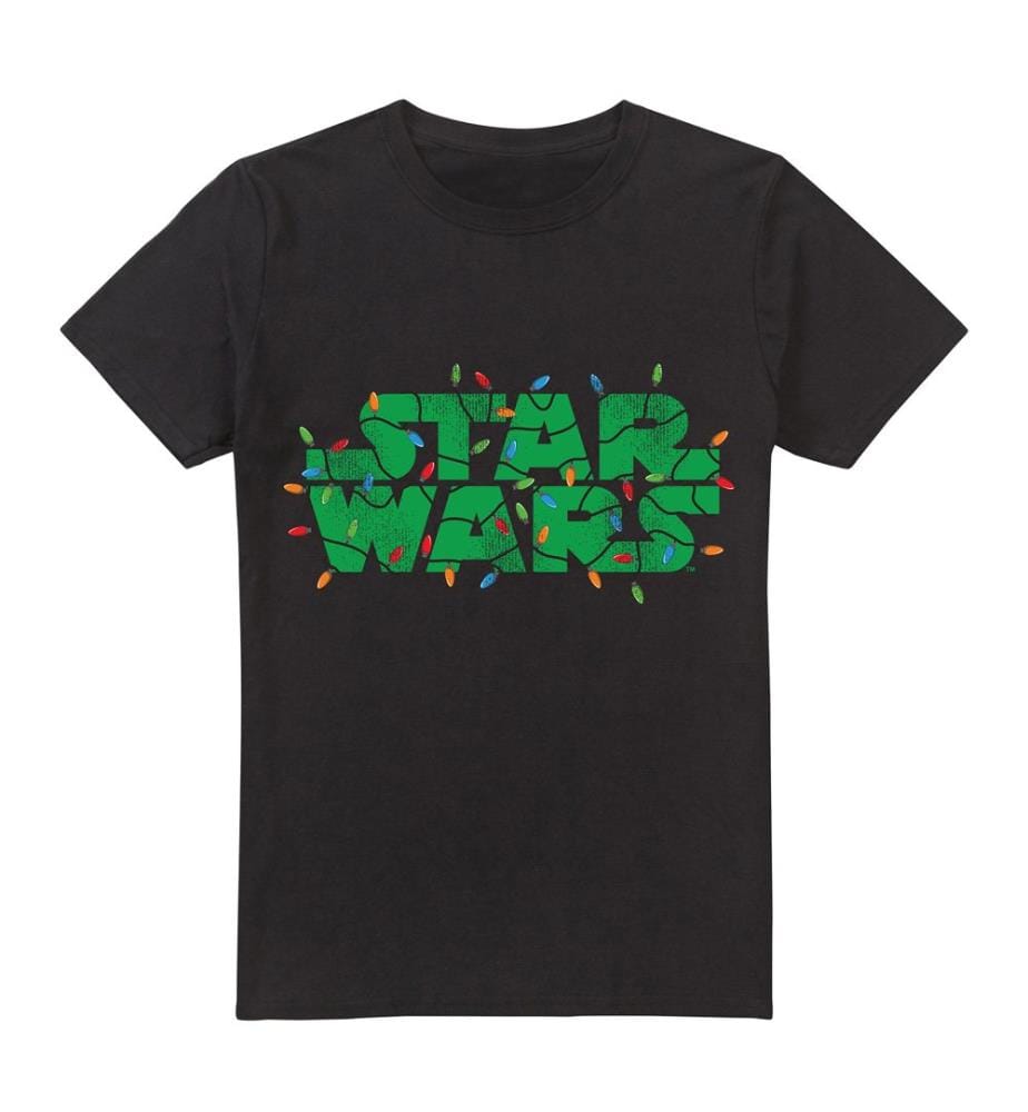 Star Wars Christmas Lights Logo T-Shirt - Schwarz