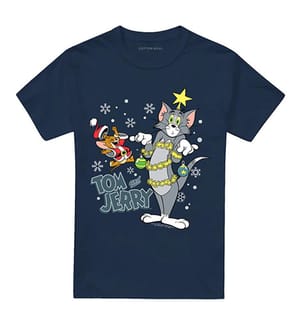 Maglietta Tom And Jerry Merry Christmas Tinsel Tangle, Navy