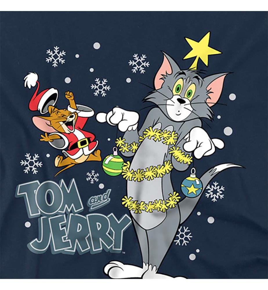T-Shirt Tom And Jerry Merry Christmas Tinsel Tangle T-Shirt, marine