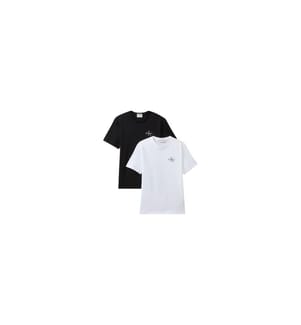 Lot de 2 t-shirts classiques à manches courtes 30S pour homme - Blanc éclatant et bleu sarcelle foncé