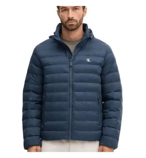Leichte Daunenjacke mit Kapuze und Reissverschluss - Schwarz