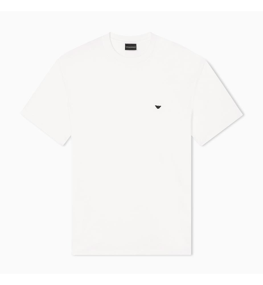 T-Shirt en jersey Lyocell-Blend avec broderie d'aigle en relief - Blanc