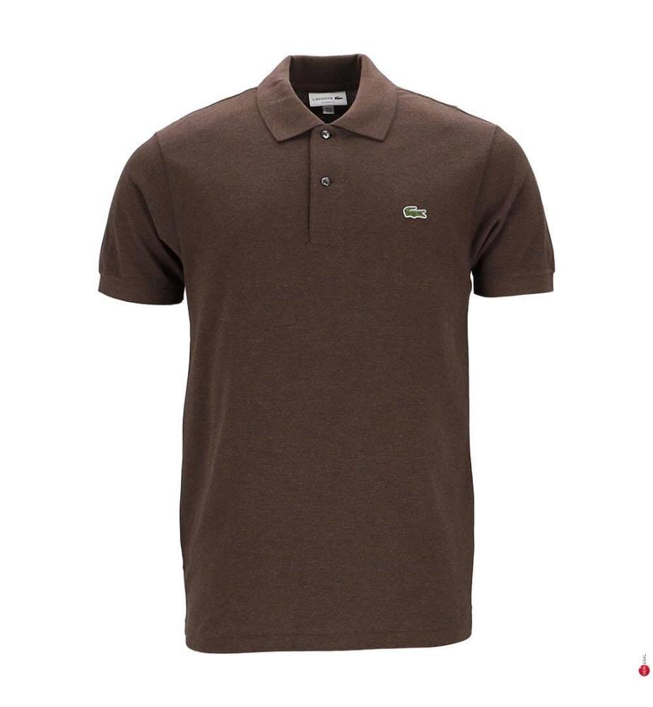 Camicia a maniche corte con colletto a coste - Bordeaux & marrone chiné