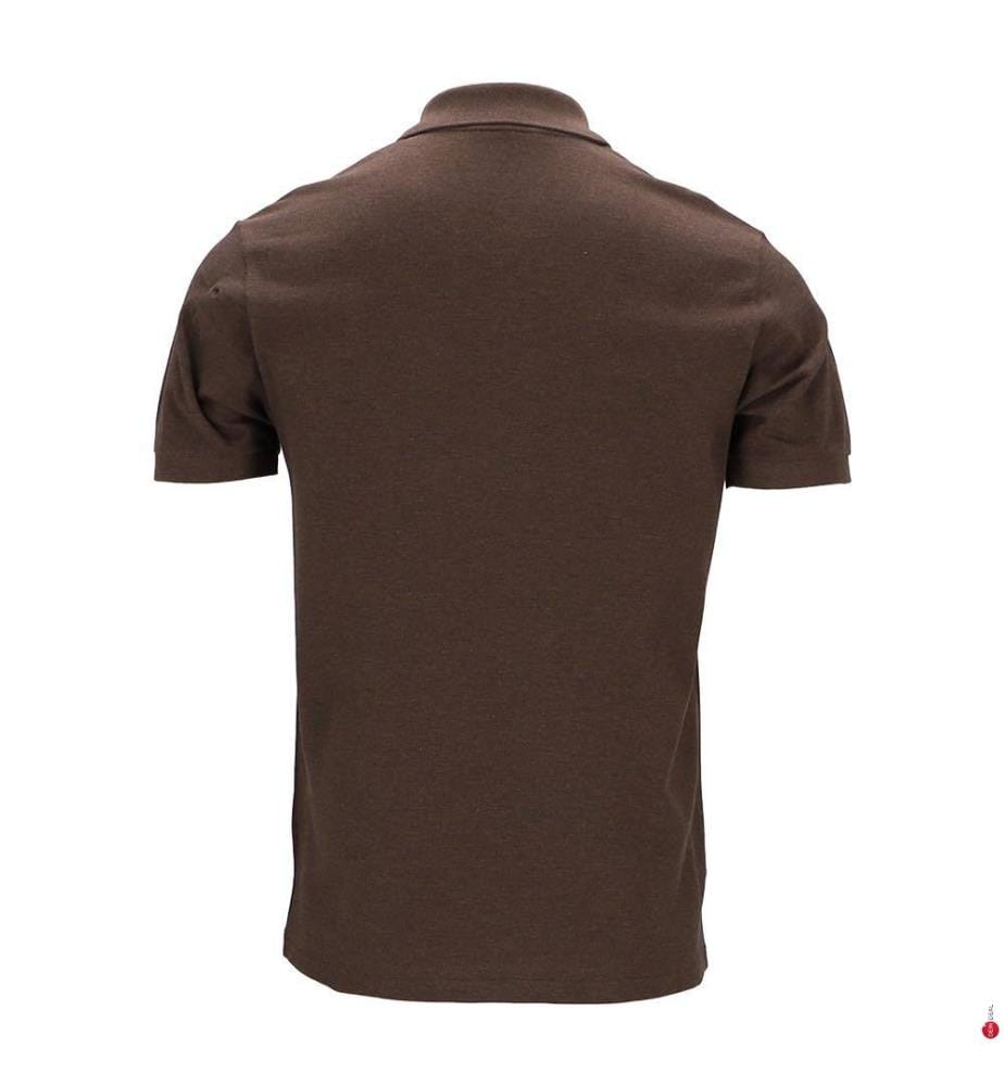 Camicia a maniche corte con colletto a coste - Bordeaux & marrone chiné