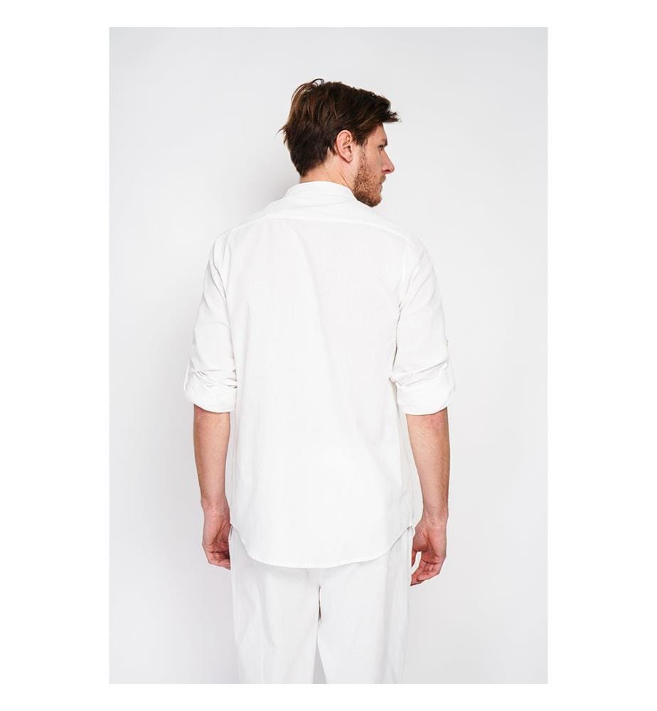 Camicia con colletto alla marinara e maniche lunghe - Bianca
