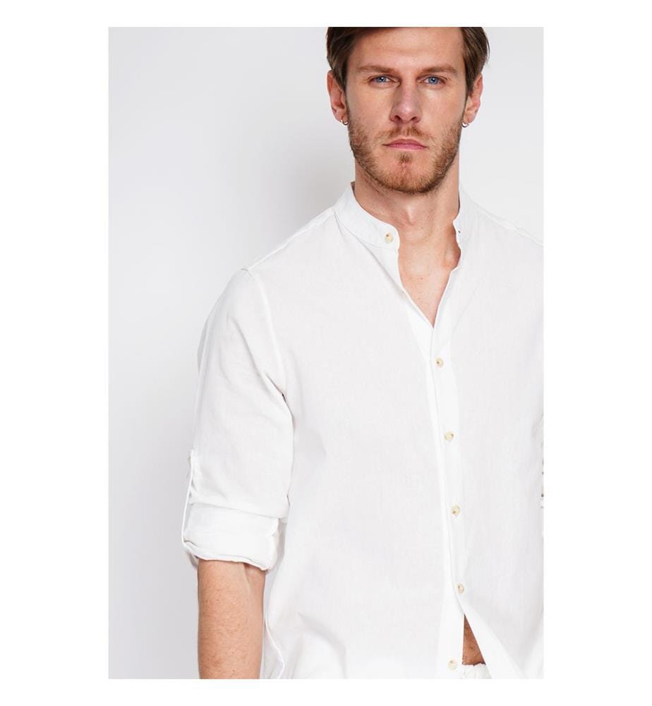 Camicia con colletto alla marinara e maniche lunghe - Bianca