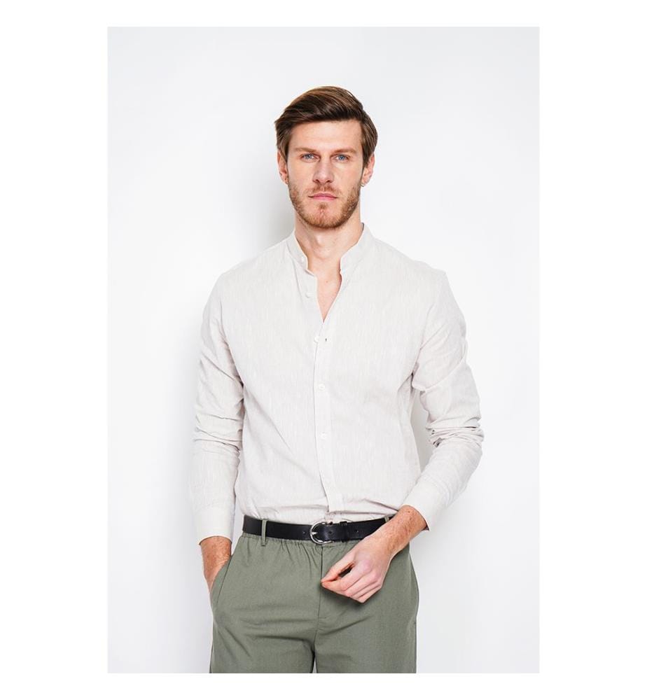 Camicia slim fit Colletto ufficiale Polsino squadrato - Lino