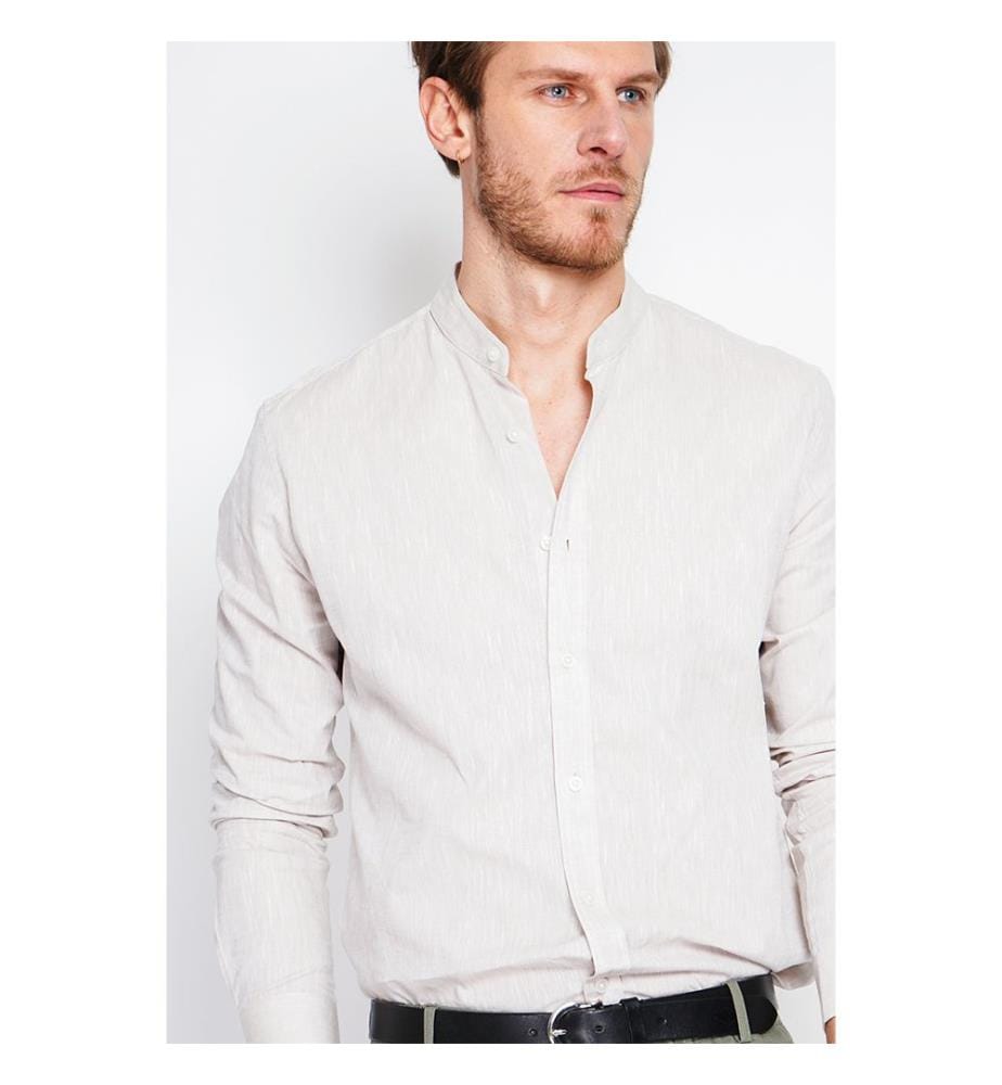 Camicia slim fit Colletto ufficiale Polsino squadrato - Lino
