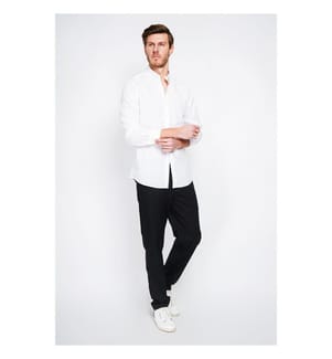 Camicia dritta con colletto classico e polsino rotondo - Bianco