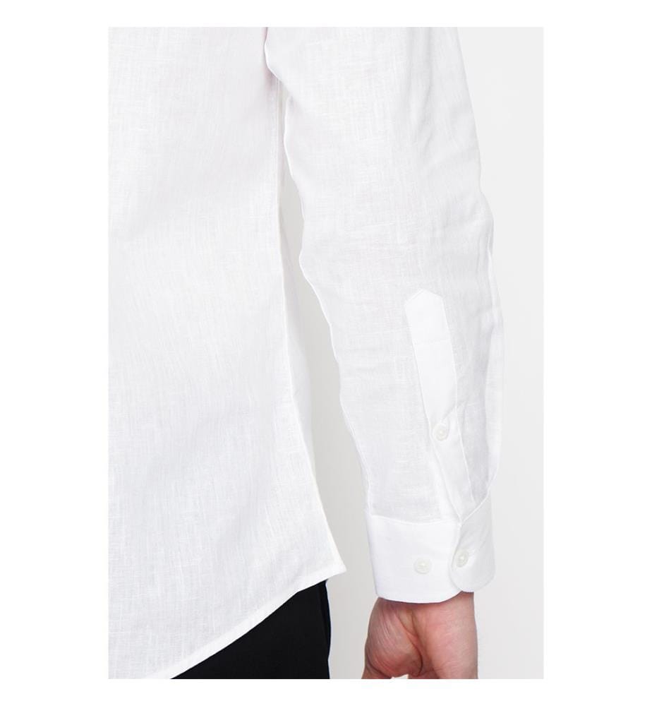 Camicia dritta con colletto classico e polsino rotondo - Bianco