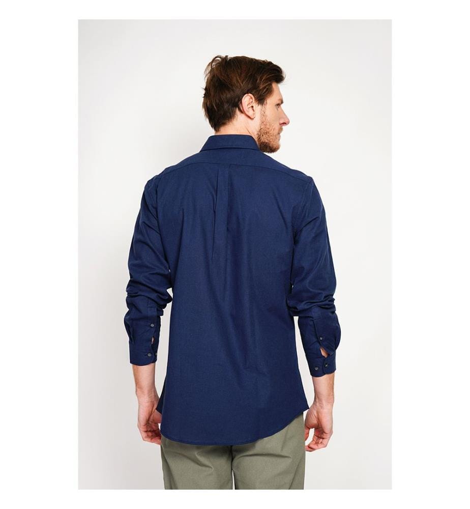 Camicia slim fit con colletto classico e polsini rotondi - Blu navy