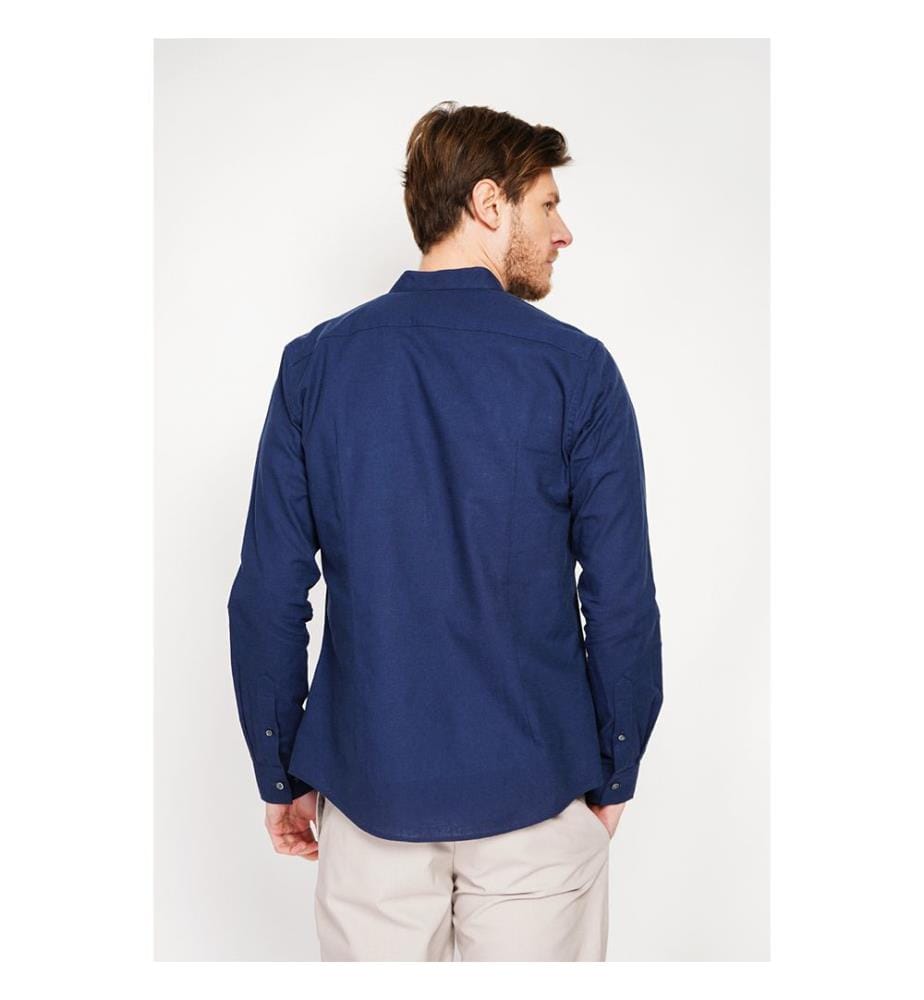Camicia slim fit Colletto ufficiale Polsino squadrato - Blu navy