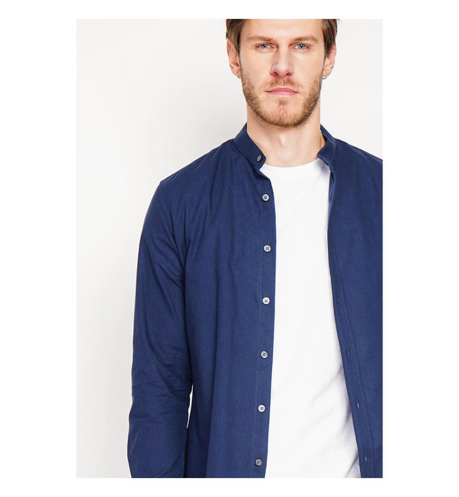 Camicia slim fit Colletto ufficiale Polsino squadrato - Blu navy