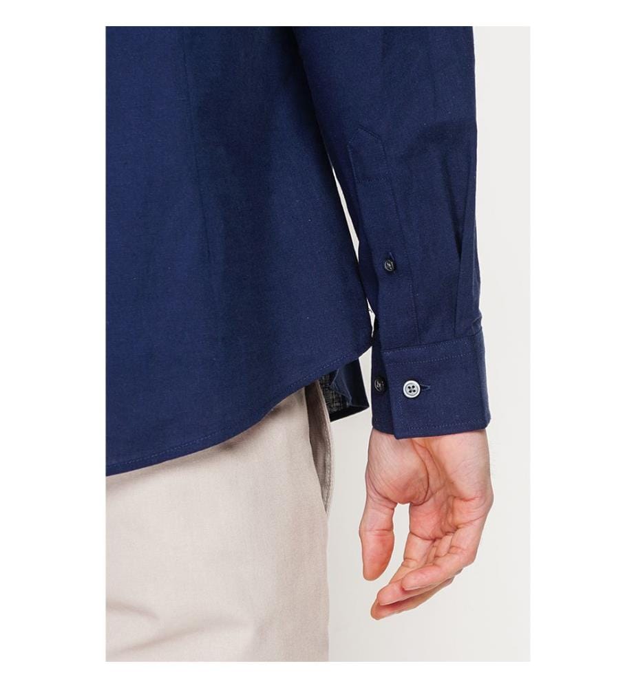 Camicia slim fit Colletto ufficiale Polsino squadrato - Blu navy