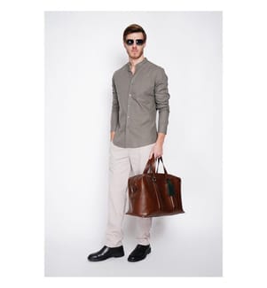 Camicia slim fit Colletto ufficiale Polsino squadrato - Khaki