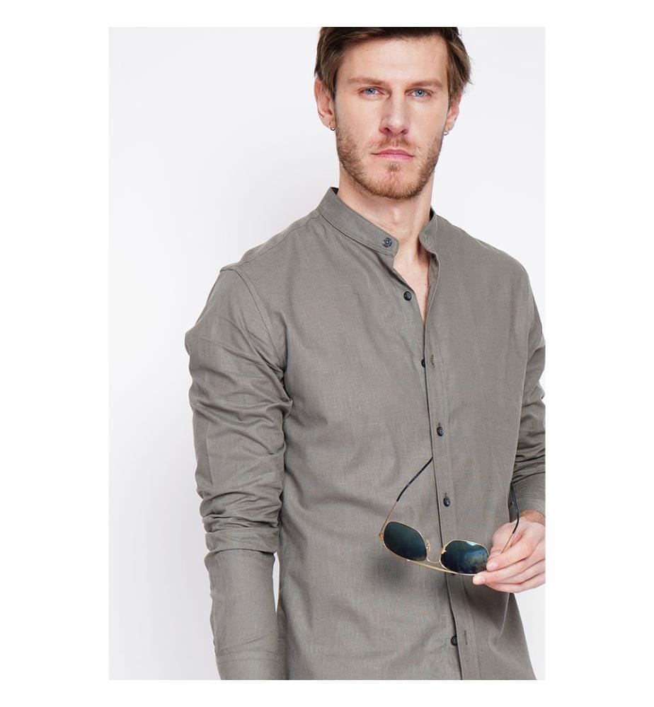 Camicia slim fit Colletto ufficiale Polsino squadrato - Khaki