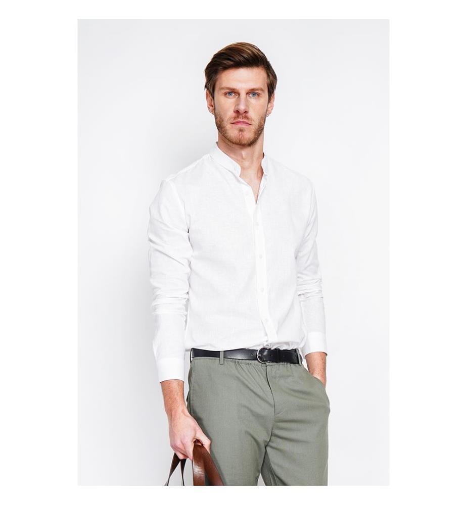 Camicia slim fit Colletto ufficiale Polsino squadrato - Bianco