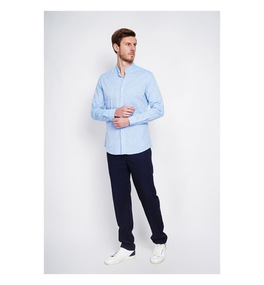 Camicia slim fit Colletto ufficiale Polsino squadrato - Blu Azzurro