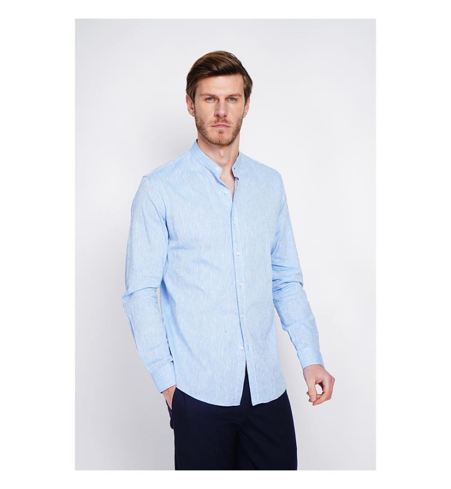 Camicia slim fit Colletto ufficiale Polsino squadrato - Blu Azzurro