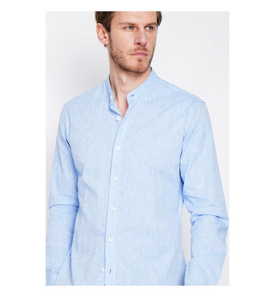 Camicia slim fit Colletto ufficiale Polsino squadrato - Blu Azzurro