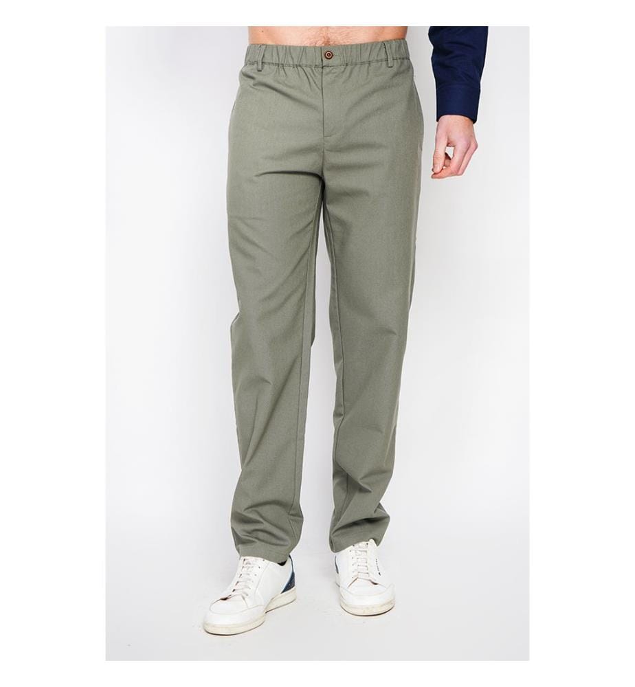 Hose mit geradem Schnitt und elastischem Bund - Hellkhaki