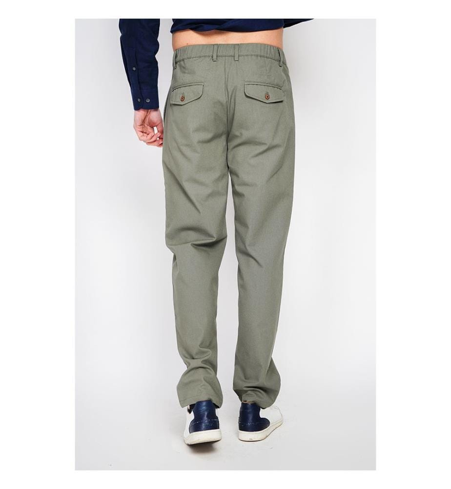 Hose mit geradem Schnitt und elastischem Bund - Hellkhaki