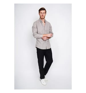 Camicia dal taglio dritto Collo classico Polsini rotondi - Marrone