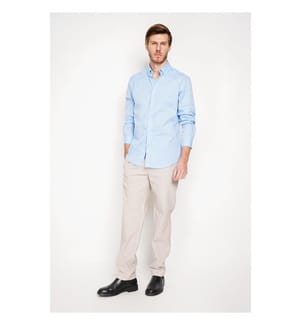 Chemise Coupe Droite Col Classique Poignet Arrondie - Bleu Azur