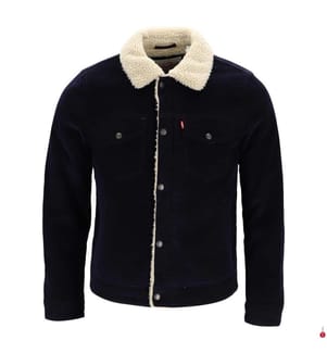 Truckerjacke aus Cord mit Sherpa-Futter - Navy