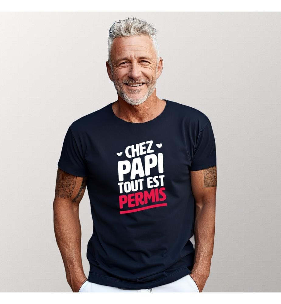 T-Shirt in Marineblau: „Bei Opa ist alles erlaubt“
