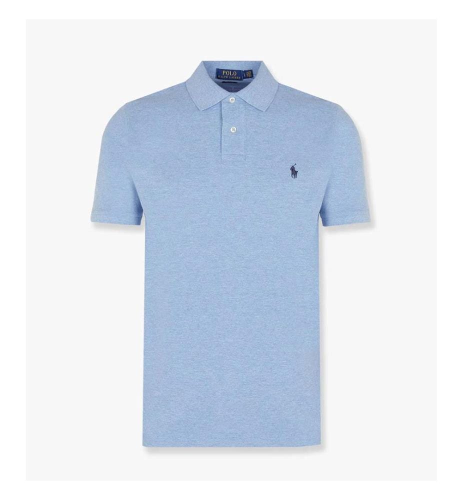 Polo en Coton avec logo brodé sur le devant - Bleu