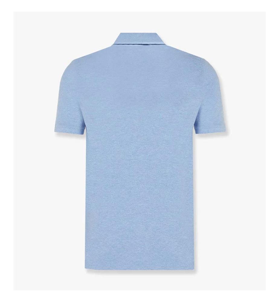 Polo en Coton avec logo brodé sur le devant - Bleu