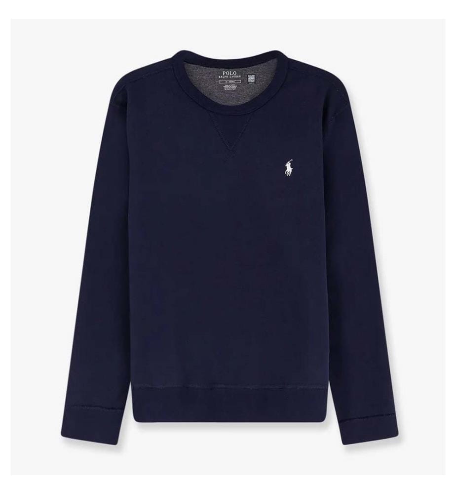 Felpa in misto cotone con logo ricamato sul davanti - Aviator Navy