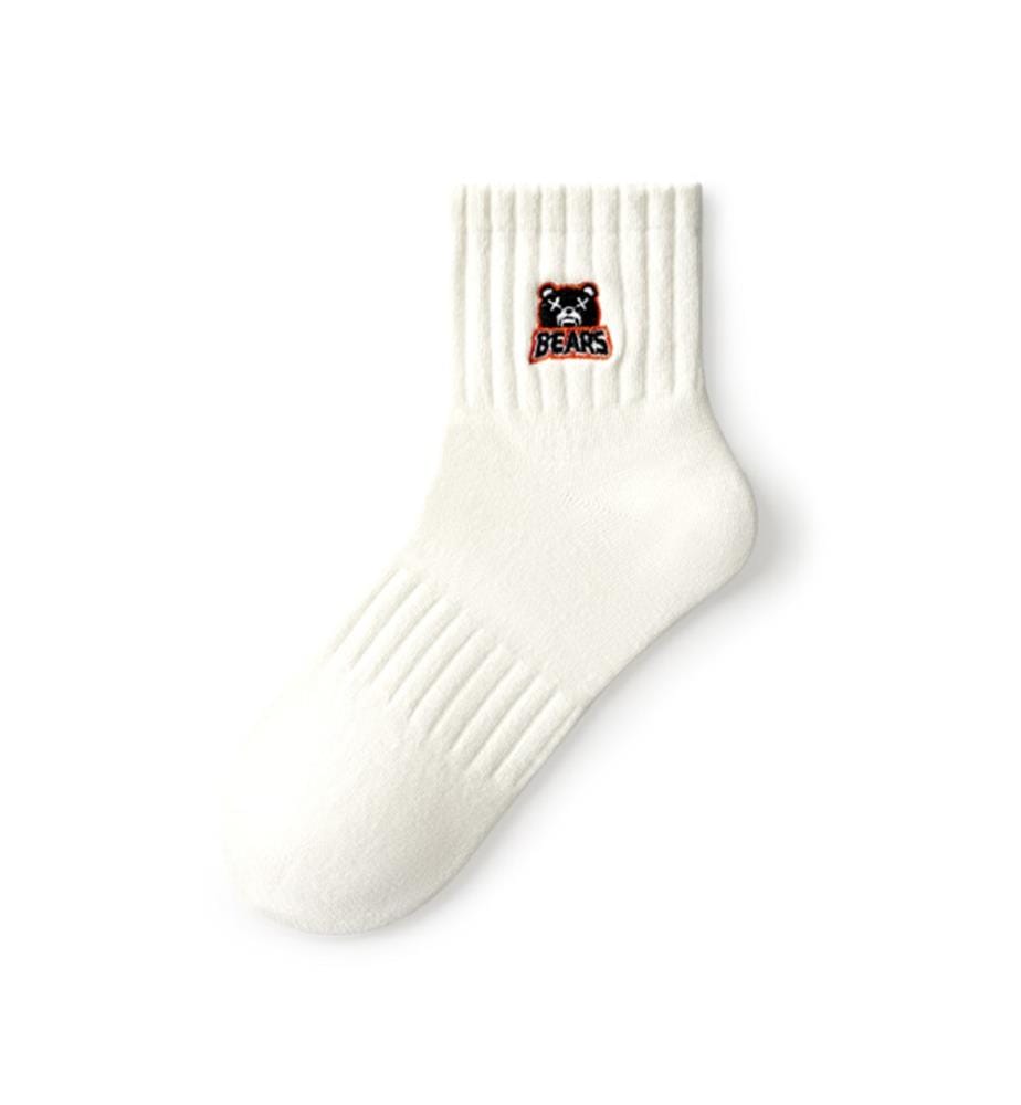 Happy Valley Gestickte Patch Boot Socken - 5-Paar Weiss Sommer Set