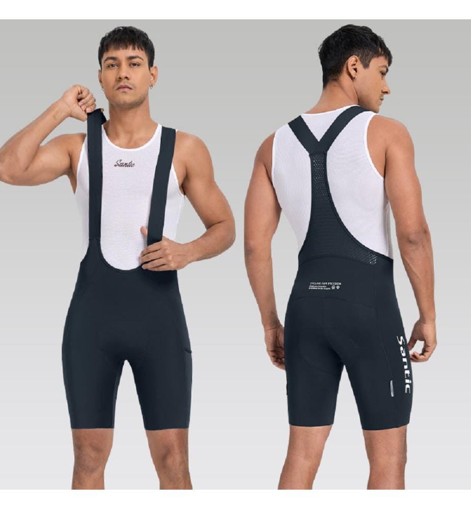 Pantaloncini da ciclismo corti con bretelle LuZheng con fondello Elastic Interface® - Blu