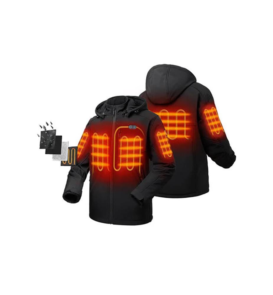 Beheizbare Jacke mit doppelter 5-Zonen-Kontrolle (Brust) - Schwarz