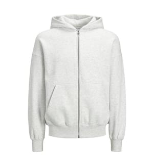 Kapuzen-Sweatshirt mit Reissverschluss - Melange weiss